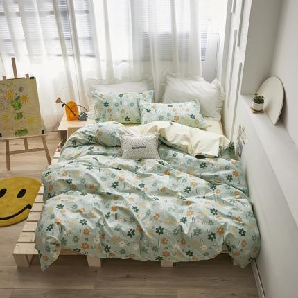 怡家居 2021新款全棉田园四件套 蝶舞-绿