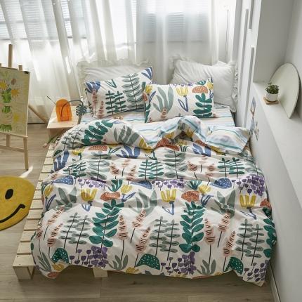 怡家居 2021新款全棉田园四件套 朦胧