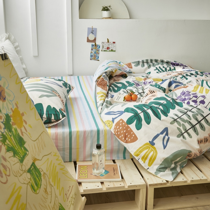 91家纺网 家纺一手货源 找家纺 怡家居 2021新款全棉田园四件套 朦胧