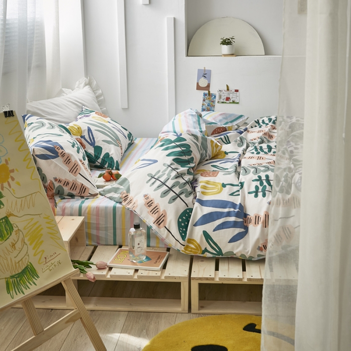 91家纺网 家纺一手货源 找家纺 怡家居 2021新款全棉田园四件套 朦胧