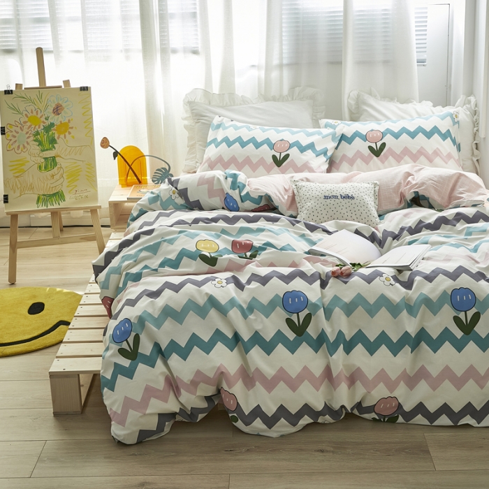 91家纺网 家纺一手货源 找家纺 怡家居 2021新款全棉田园四件套 韶华