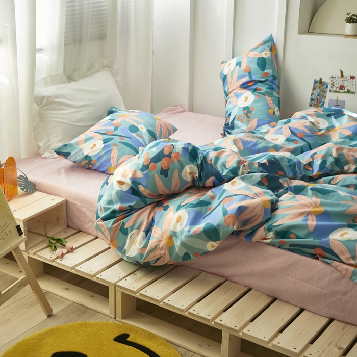 91家纺网 家纺一手货源 找家纺 怡家居 2021新款全棉田园四件套 微暖