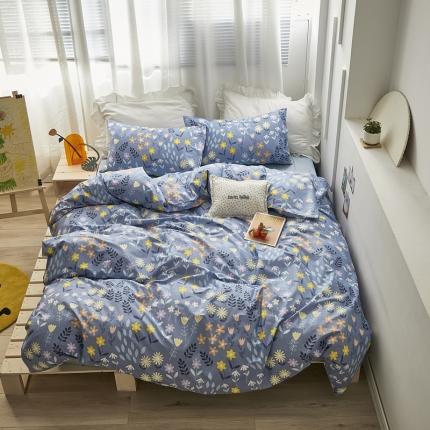 怡家居 2021新款全棉田园四件套 紫陌