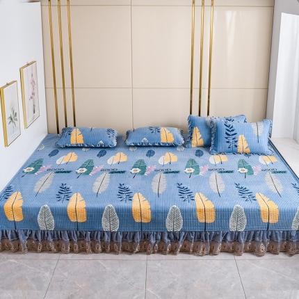 91家纺网 家纺一手货源 找家纺 雨洋家纺 2025新款炕垫水晶绒床盖大炕盖芭蕉叶