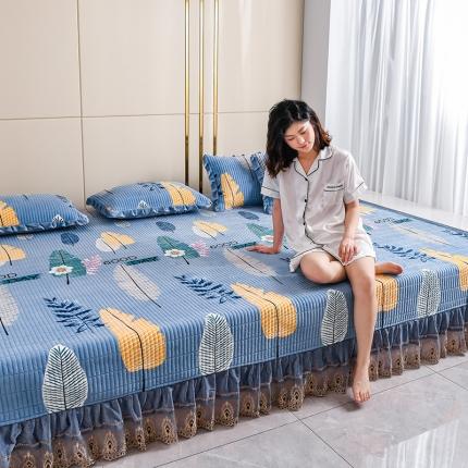 雨洋家纺 2025新款炕垫水晶绒床盖大炕盖芭蕉叶