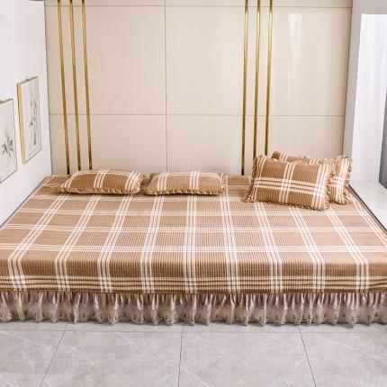 91家纺网 家纺一手货源 找家纺 雨洋家纺 2025新款炕垫水晶绒床盖大炕盖格调咖