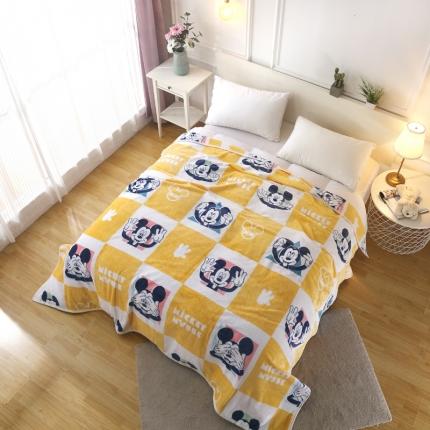 91家纺网 家纺一手货源 找家纺 佰亿莱 2024新款法莱绒牛奶绒迪士尼毛毯 格子米奇