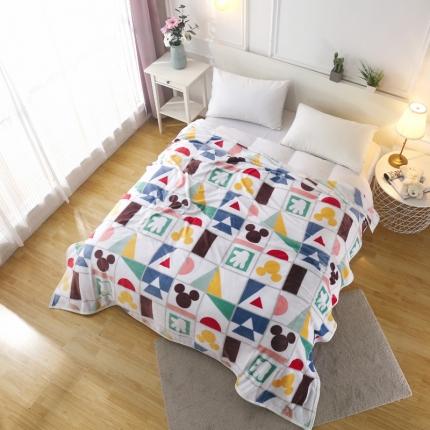 91家纺网 家纺一手货源 找家纺 佰亿莱 2024新款法莱绒牛奶绒迪士尼毛毯 积木米奇