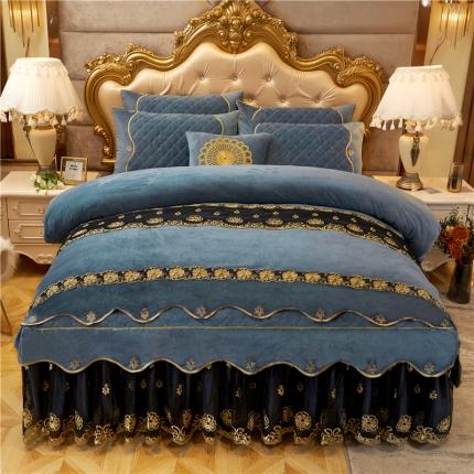 91家纺网 家纺一手货源 找家纺 菊上2021新款加厚水晶绒四件套金色年华系列 兰迪