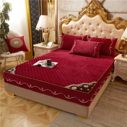 91家纺网 家纺一手货源 找家纺 （总）菊上2021新款加厚水晶绒单床笠金色年华系列