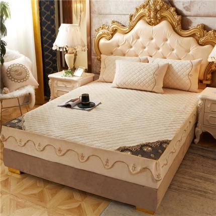 91家纺网 家纺一手货源 找家纺 （总）菊上2021新款加厚水晶绒单床笠金色年华系列