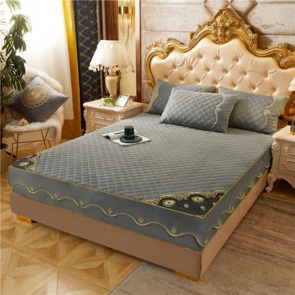 91家纺网 家纺一手货源 找家纺 （总）菊上2021新款加厚水晶绒单床笠金色年华系列