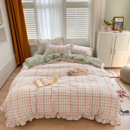 91家纺网 家纺一手货源 找家纺 （总）眠屿 2020新款牛奶绒糖果格系列四件套