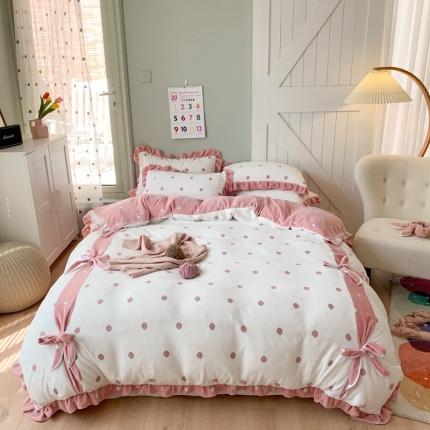 91家纺网 家纺一手货源 找家纺 （总）眠屿 2020新款牛奶绒幸运四叶草系列四件套