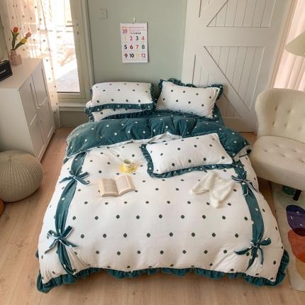 91家纺网 家纺一手货源 找家纺 （总）眠屿 2020新款牛奶绒幸运四叶草系列四件套