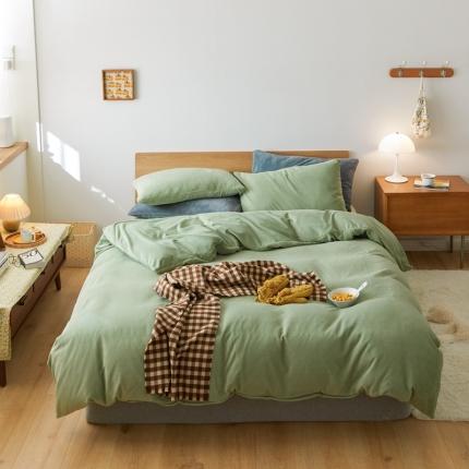 91家纺网 家纺一手货源 找家纺 （总）时光里 2020新款纯色230克牛奶绒四件套