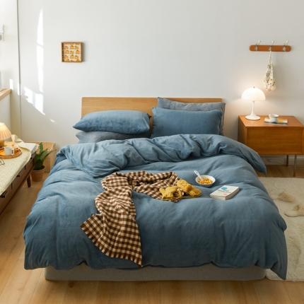 91家纺网 家纺一手货源 找家纺 （总）时光里 2020新款纯色230克牛奶绒四件套