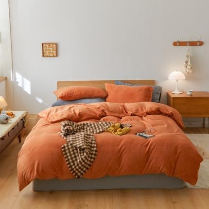 91家纺网 家纺一手货源 找家纺 （总）时光里 2020新款纯色230克牛奶绒四件套