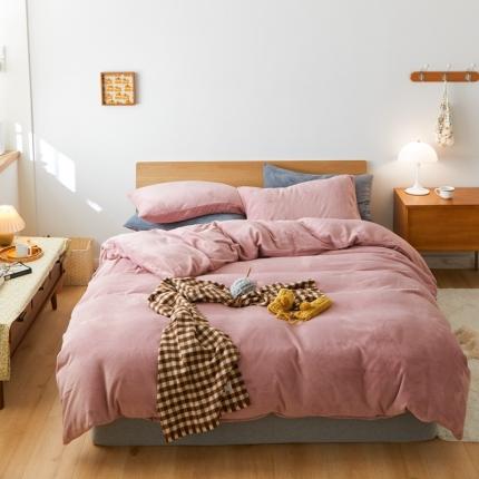 91家纺网 家纺一手货源 找家纺 （总）时光里 2020新款纯色230克牛奶绒四件套