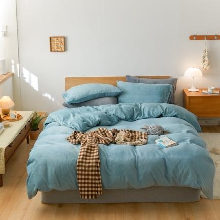 91家纺网 家纺一手货源 找家纺 （总）时光里 2020新款纯色230克牛奶绒四件套