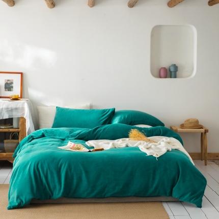 91家纺网 家纺一手货源 找家纺 （总）时光里 2020新款纯色230克牛奶绒四件套