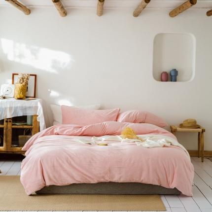 91家纺网 家纺一手货源 找家纺 （总）时光里 2020新款纯色230克牛奶绒四件套