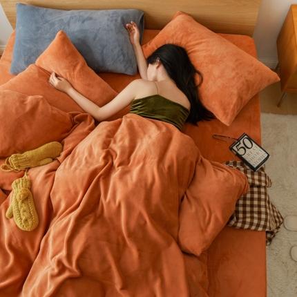 （总）时光里 2020新款纯色230克牛奶绒四件套