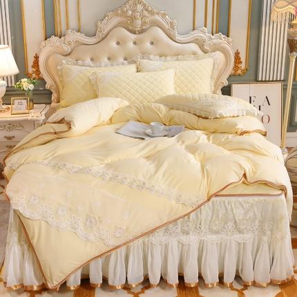 91家纺网 家纺一手货源 找家纺 （总）网红馆 2025新款水晶绒蕾丝床裙四件套