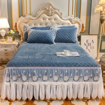 91家纺网 家纺一手货源 找家纺 网红馆 2025新款水晶绒蕾丝单品床裙被套枕套 日暮兰