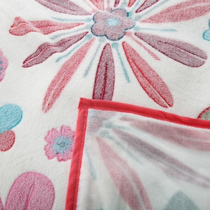 91家纺网 家纺一手货源 找家纺 好艺佳新款240克雪花绒毯法莱绒毯床单加厚毛毯花花世界