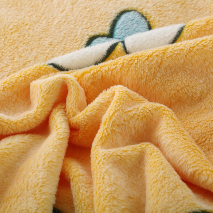 91家纺网 家纺一手货源 找家纺 好艺佳新款240克雪花绒毯法莱绒毯床单加厚毛毯兔子萌-黄