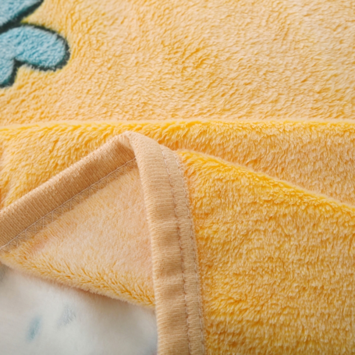 91家纺网 家纺一手货源 找家纺 好艺佳新款240克雪花绒毯法莱绒毯床单加厚毛毯兔子萌-黄