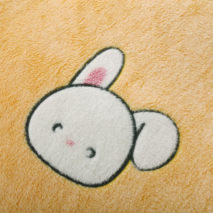 91家纺网 家纺一手货源 找家纺 好艺佳新款240克雪花绒毯法莱绒毯床单加厚毛毯兔子萌-黄