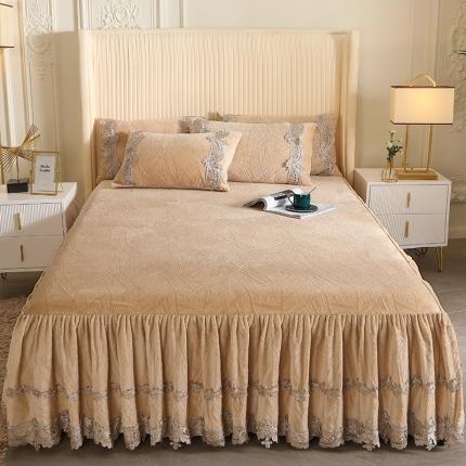 91家纺网 家纺一手货源 找家纺 网红馆 2025新款牛奶绒雕花单品床裙被套枕套 莫兰迪-香槟