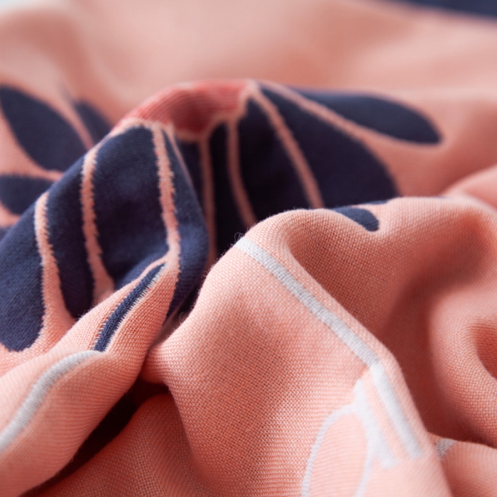 91家纺网 家纺一手货源 找家纺 朴尔 2020新款多彩全棉六层纱布大版花枕巾 蝶恋花橘