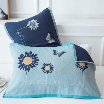 91家纺网 家纺一手货源 找家纺 朴尔 2020新款多彩全棉六层纱布大版花枕巾 蝶恋花兰