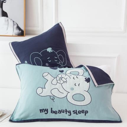 91家纺网 家纺一手货源 找家纺 朴尔 2020新款多彩全棉六层纱布大版花枕巾 可爱小象兰