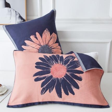 91家纺网 家纺一手货源 找家纺 朴尔 2020新款多彩全棉六层纱布大版花枕巾 墨菊橘