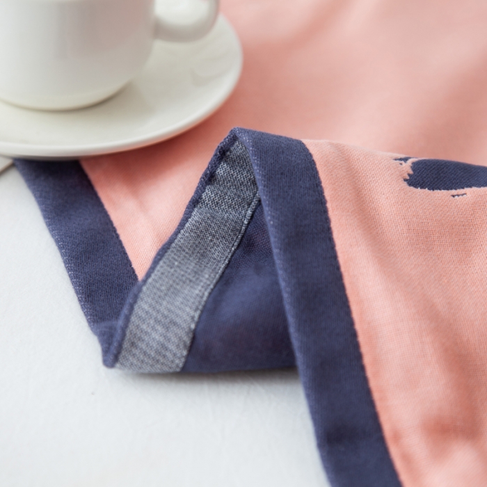 91家纺网 家纺一手货源 找家纺 朴尔 2020新款多彩全棉六层纱布大版花枕巾 墨菊橘