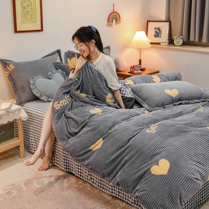 91家纺网 家纺一手货源 找家纺 牛奶绒四件套双面金貂法莱水晶魔法宝宝雕花绒被套