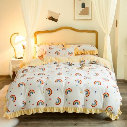 91家纺网 家纺一手货源 找家纺 （总） 卡巴伦 2023新款牛奶绒印花韩版四件套