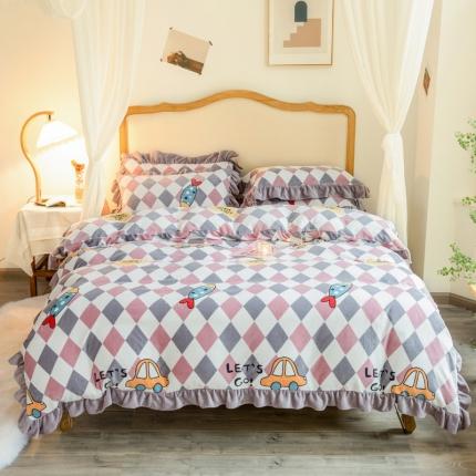 91家纺网 家纺一手货源 找家纺 （总） 卡巴伦 2023新款牛奶绒印花韩版四件套