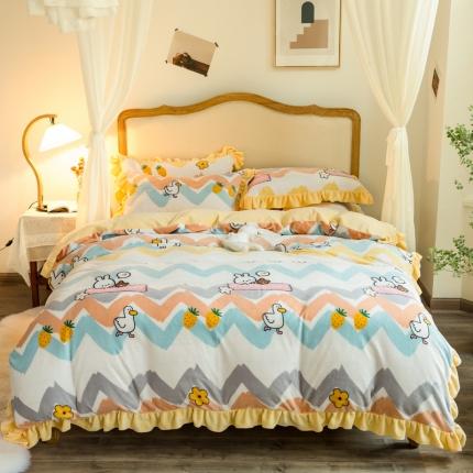 91家纺网 家纺一手货源 找家纺 （总） 卡巴伦 2023新款牛奶绒印花韩版四件套