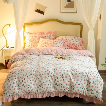 91家纺网 家纺一手货源 找家纺 （总） 卡巴伦 2023新款牛奶绒印花韩版四件套