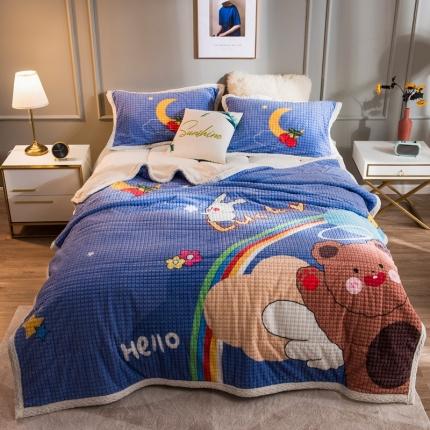 居家元素2021新款毯子卡通大版盖毯魔法绒加厚毛毯 小熊先生