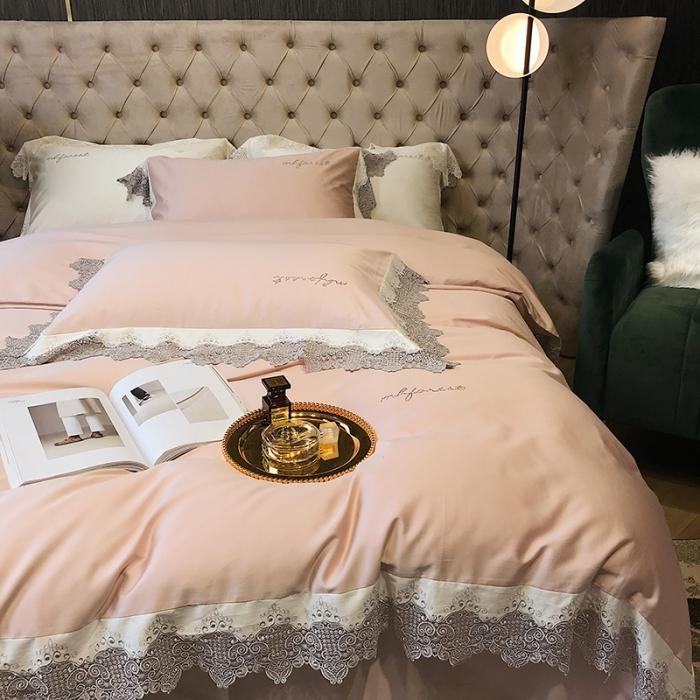 91家纺网 家纺一手货源 找家纺 黑白森林 100支全棉花边款四件套纯棉漫境