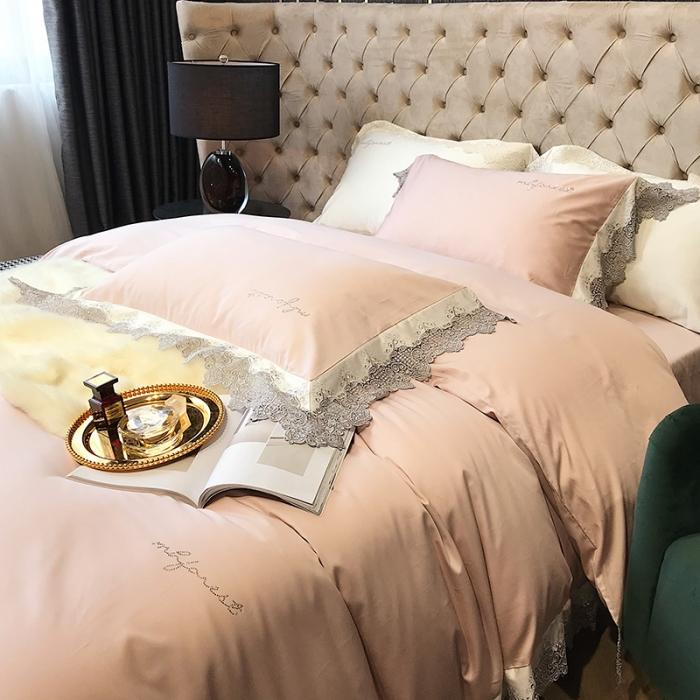 91家纺网 家纺一手货源 找家纺 黑白森林 100支全棉花边款四件套纯棉漫境