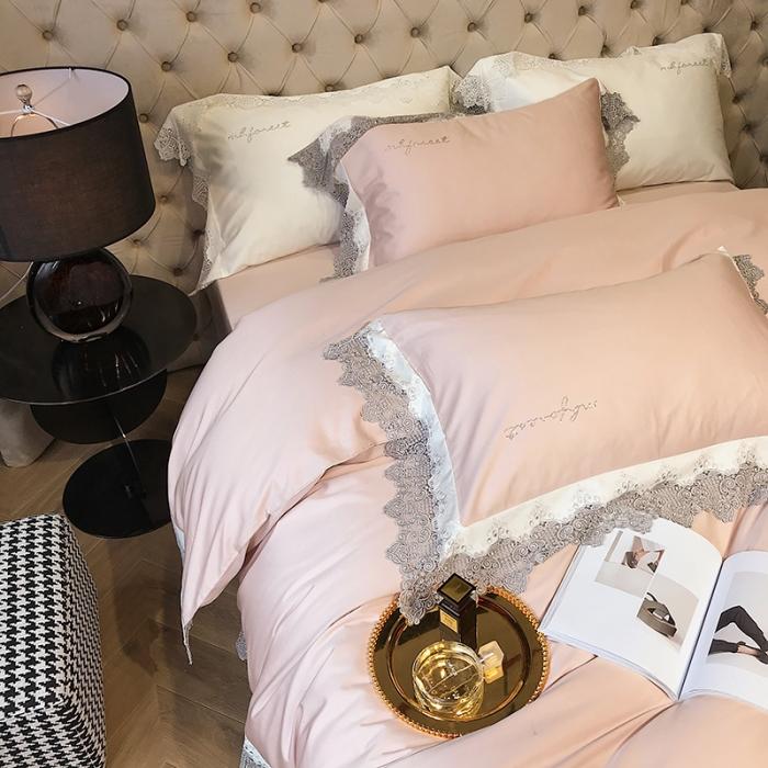 91家纺网 家纺一手货源 找家纺 黑白森林 100支全棉花边款四件套纯棉漫境