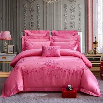 91家纺网 家纺一手货源 找家纺 高大尚 2020新款AB版提花四件套多件套遇见幸福粉