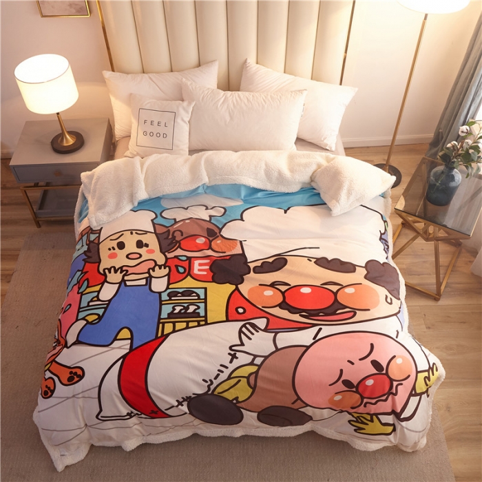 91家纺网 家纺一手货源 找家纺 北纬27度 2020新款羊羔绒多功能毯被套双用 面包家族